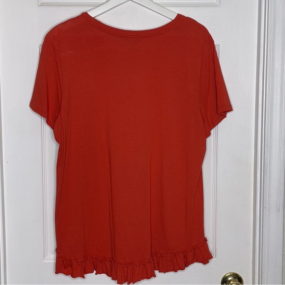 Women’s XL Banana Republic Orange Ruffle Hem Cotton Tee - Picture 7 of 7